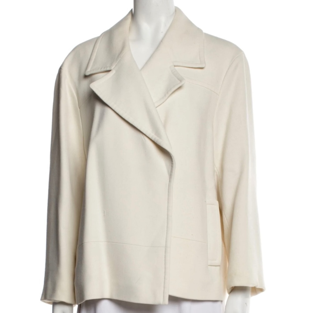 Lafayette 148 New York Cream Wool-Blend Open Front Jacket